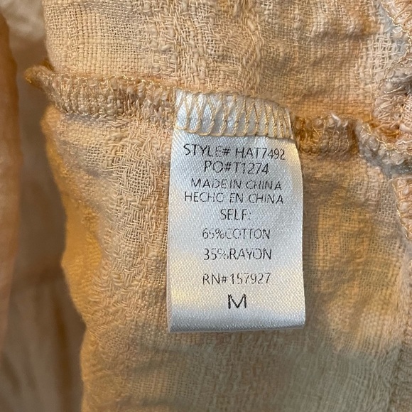 La Miel Blush Pink Crepe Cotton blend Baby Doll Ruffle Blouse sz M - Picture 6 of 10